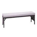 Banc en polyrotin hwc - g16, banquette de jardin, gastronomie, 112cm noir, coussin gris clair