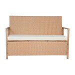 Banc de rangement extrieur en rotin synthtique avec coffre de jardin 265 l - duoku - equip d'un coussin ...