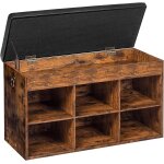 Banc de rangement, meuble avec si�ge rembourr�, 80 x 31 x 46 cm, etag�re , 6 compartiments, porte - chaussures ...