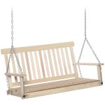 Banc suspendu 2 places en bois - dossier assise a lattes - max. 200kg - chanes rglables acier galvanis ...