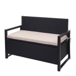 Banquette 2 places de jardin en polyrotin coffre de rangement anthracite coussin beige 04 0004171