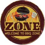Barbecue zone plaque metal affiche vintage welcome to bbq zone plaque murale decorative pour buffet caf� ...
