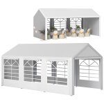 Barnum tonnelle tente de r�ception 3 x 6 m - 6 fen�tres, 2 portes - acier galvanis� pe blanc