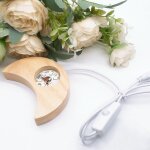 Base d'affichage de lumire led en bois en forme de lune, support de sphre de cristal, support de boule, ...