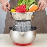 Bassin multifonctionnel en acier inoxydable, saladier pratique avec panier de vidange pour la prparation ...