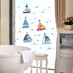 Bateau voile dessin anim� chambre d'enfant jardin d'enfants d�coration pvc sticker mural amovible peinture ...