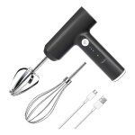 Batteur electrique sans fil rechargeable par usb avec fonction turbo, 3 vitesses et 2 fouets. id�al pour ...