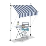 Bc - elec - hhyva1512 - bluewhite auvent r�tractable manuel store banne marquise pour patio & terrasse ...