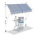 Bc - elec - hhyva2012 - bluewhite auvent r�tractable manuel store banne marquise pour patio & terrasse ...