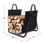 Bc - elec - hmfr - 10 rangement a bois en acier et textile noir 46x41x51cm, panier pour bois de chauffage, ... Bc - elec - hmfr - 10 rangement a bois en acier et textile noir 46x41x51cm, panier pour bois de chauffage, ...