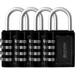 Belle vous cadenas code 4 chiffres noir (lot de 4) - 4, 8 x 4 x 1, 6 cm - cadenas exterieur / interieur ...