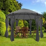 Belvdre avec rideaux rond 3, 5 x 2, 7 m anthracite