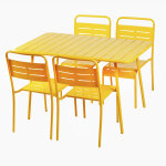 Bergame - ensemble table de jardin 120 cm et 4 chaises jaune