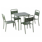 Bergame - ensemble table de jardin carr�e 70cm et 4 chaises vert