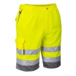 Bermuda haute visibilit� hivis poly - coton portwest jaune / gris 3xl