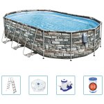 Bestway ensemble de piscine ovale power steel comfort 610x366x122 cm