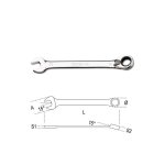 Beta cl� mixte � cliquet r�versible - 142 - 190 mm - 14 - mixte