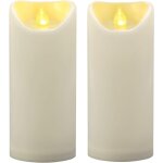 Bhhbb - lot de 2 bougies piliers led tanches  piles sans flamme avec minuterie en plastique et rsine ...