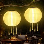 Bhhbb - lot de 2 lampions solaires de 25 cm pour l'extrieur - rsistant aux intempries - led solaire ...
