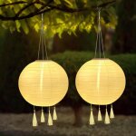 Bhhbb - lot de 2 lampions solaires d'extrieur de 20 cm - rsistant aux intempries - led tanche - avec ...