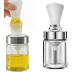 Bhhbb - distributeur de bouteille d'huile d'olive 2 en 1, bouteille d'huile en verre avec pinceau  badigeonne ...