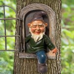 Bhhbb - elf out the door hugger, statue de nain de jardin amusant, figurine de nain de jardin en rsine ...