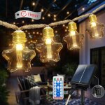 Bhhbb - guirlande lumineuse solaire d'extrieur, 8 m 15 ampoules 8 modes led toile corde en chanvre ...