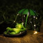 Bhhbb - statuettes solaires d'extrieur en forme de grenouille avec guirlande lumineuse de parapluie, ...