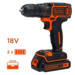 Black and decker - perceuse visseuse sans fil 18 v 2 batteries lithium 1. 5 ah 30 nm en coffret - bdcd18k ...