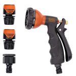 Black + decker pistolet d'arrosage avec 3 raccords pour tuyau de jardin d�bit r�glable m�tal noir / orange ...