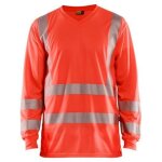 Blaklader - t - shirt de travail manches longues col v haute visibilit� anti - uv 3385 - rouge fluo xs ...