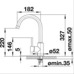 Blanco 517742, lavabo, robinet mitigeur haute pression chrom
