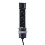 Bloc 3 prises 2p + t escamotable + 2 usb - noir gtv