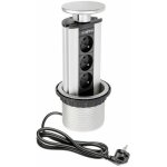 Bloc 3 prises escamotable - pour plan de travail - alu gtv