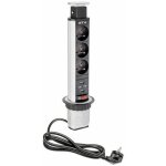 Bloc 3 prises + usb escamotable - pour plan de travail - 60 mm - noir gtv