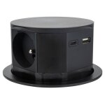 Bloc multiprise encastrable 3 prises 16a 2p + t et 2usb - noir - otio