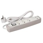 Bloc multiprise avec interrupteur 3 prises 2 ports usb gris / blanc - terre fran�aise
