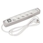 Bloc multiprise avec interrupteur 5 prises 2 ports usb gris / blanc - terre fran�aise