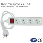Bloc multiprises x 4 avec interrupteur