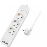 Bloc prise avec rallonge 1. 5m - 3 prises 250vac 16a et 2 usb 5vdc 2. 1a cumule Bloc prise avec rallonge 1. 5m - 3 prises 250vac 16a et 2 usb 5vdc 2. 1a cumule