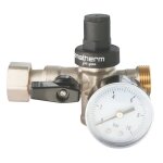 Bloc r�ducteur 3 - en - 1 avec clapet + vanne - ecrou tournant / m�le 20 / 27 + mano