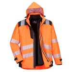 Blouson 3 en 1 haute visibilit� imperm�able pw3 portwest orange / noir m
