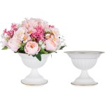 Bnhgc - vase mariage blanc: 13 cm haut vase urne centre de table lot of 2 - metal pots pour fleur arrangement ...