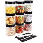 Bocaux en plastique 9 pcs, bocal de stockage, réservoir de stockage en plastique pour aliments secs et ... Bocaux en plastique 9 pcs, bocal de stockage, réservoir de stockage en plastique pour aliments secs et ...