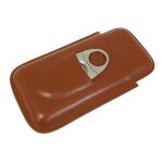 Bo�te a cigares portable yo - three - finger humidificateurs, etui en cuir marron avec coupe - cigare ...