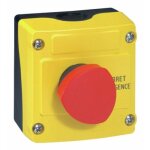 Bo�te �quip�e coup de poing coupure d'urgence rouge pousser - tourner 40mm - osmoz legrand