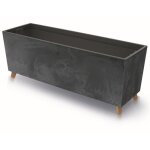 Bote a fleurs avec pieds anthracite 77x30 cm beton structure avec insert et stabilisateurs bote de ...