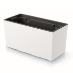 Boite a fleur plastique jardiniere 12 l lisse pot de fleur h 19, 5 cm cache pot blanc