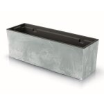 Boite a fleur plastique jardiniere 19 l aspect bton pot de fleur h 19, 5 cm cache pot beton gris
