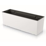 Boite a fleur plastique jardiniere 19 l lisse pot de fleur h 19, 5 cm cache pot blanc